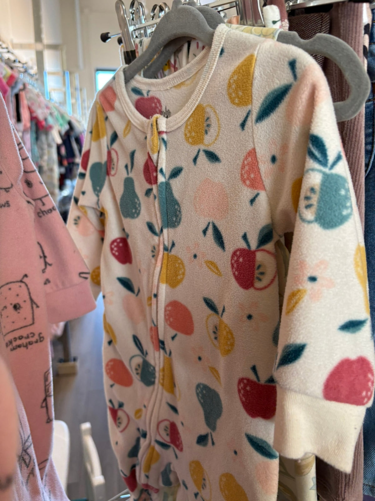 6-9m Kids Headquarters Fleece Sleeper - Cream Fruit