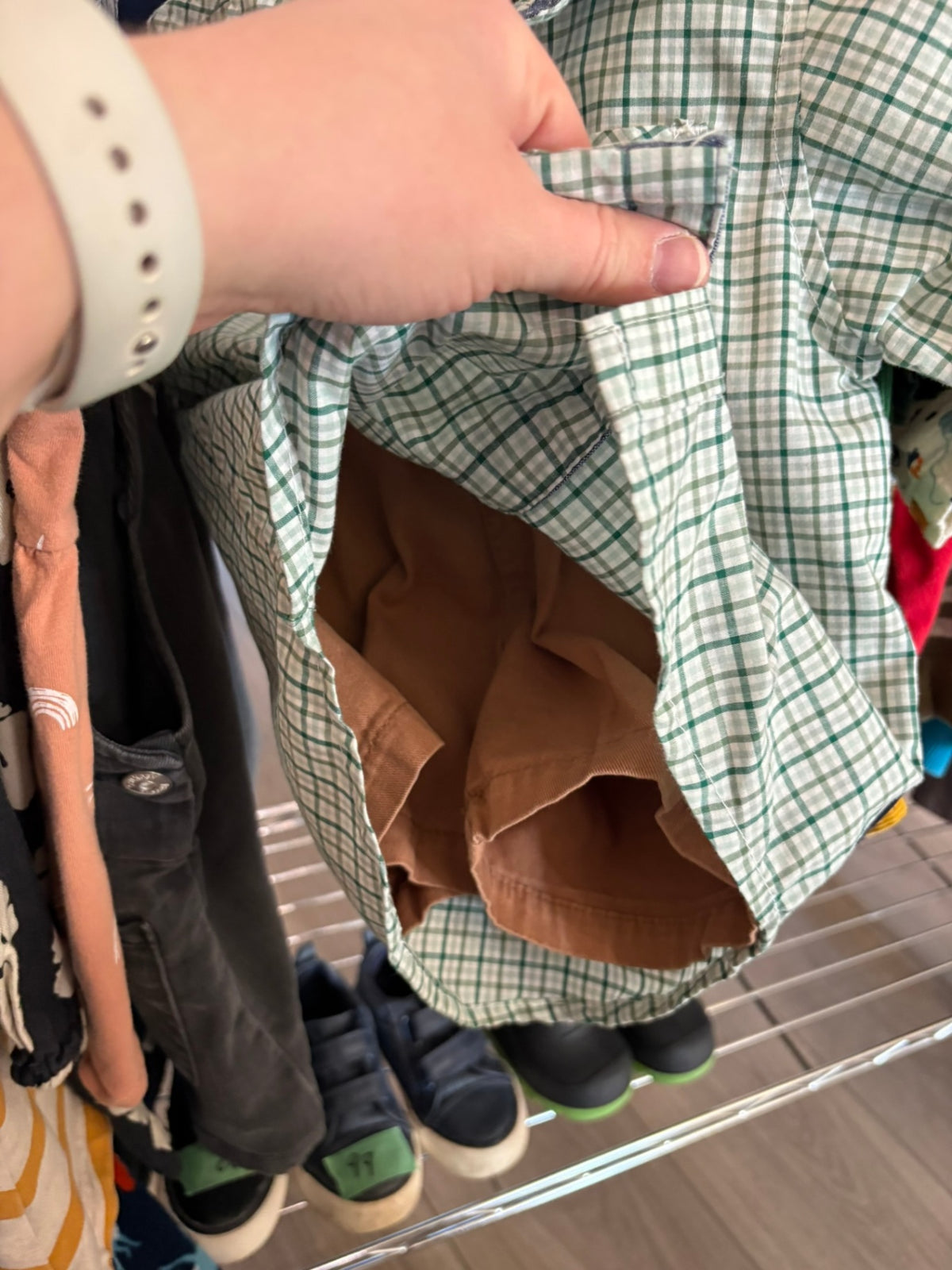 18-24m Ben Sherman 2-Piece: Shirt and Shorts - Green Plaid