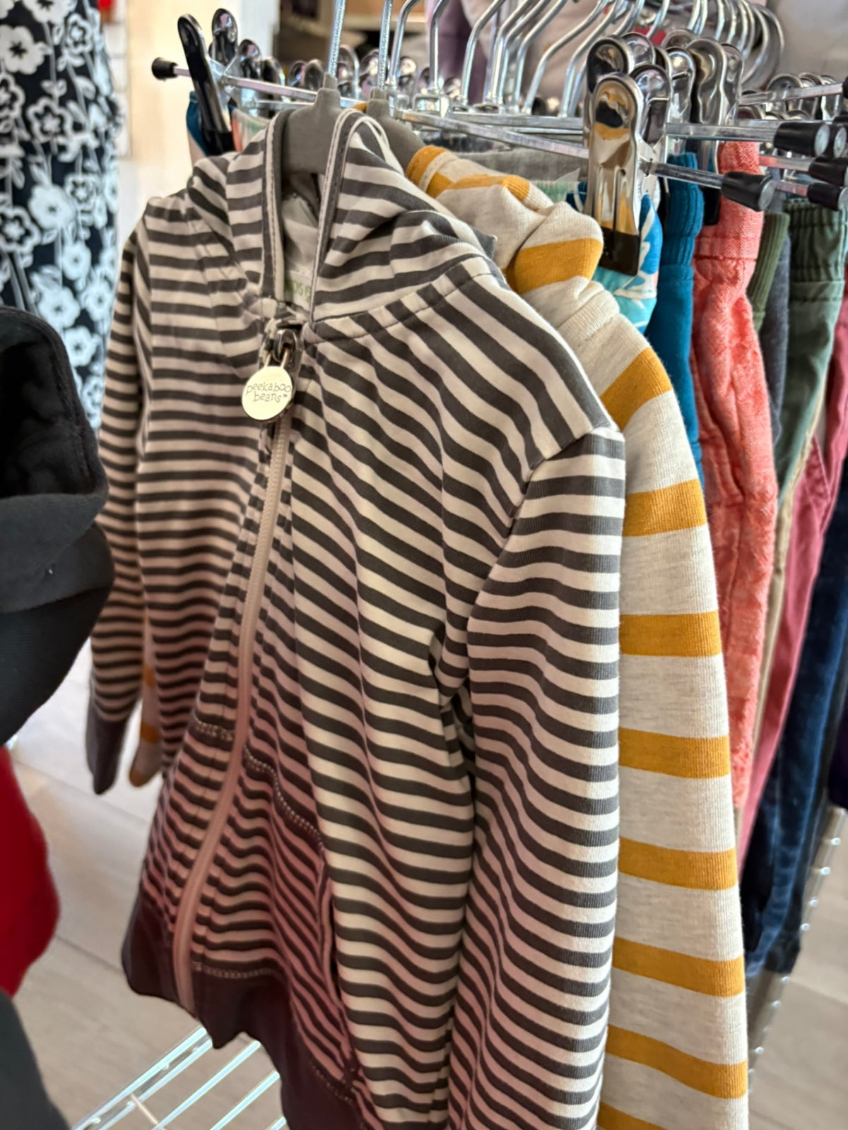 18-24m Peekaboo Beans Sweater - Grey and White Stripe