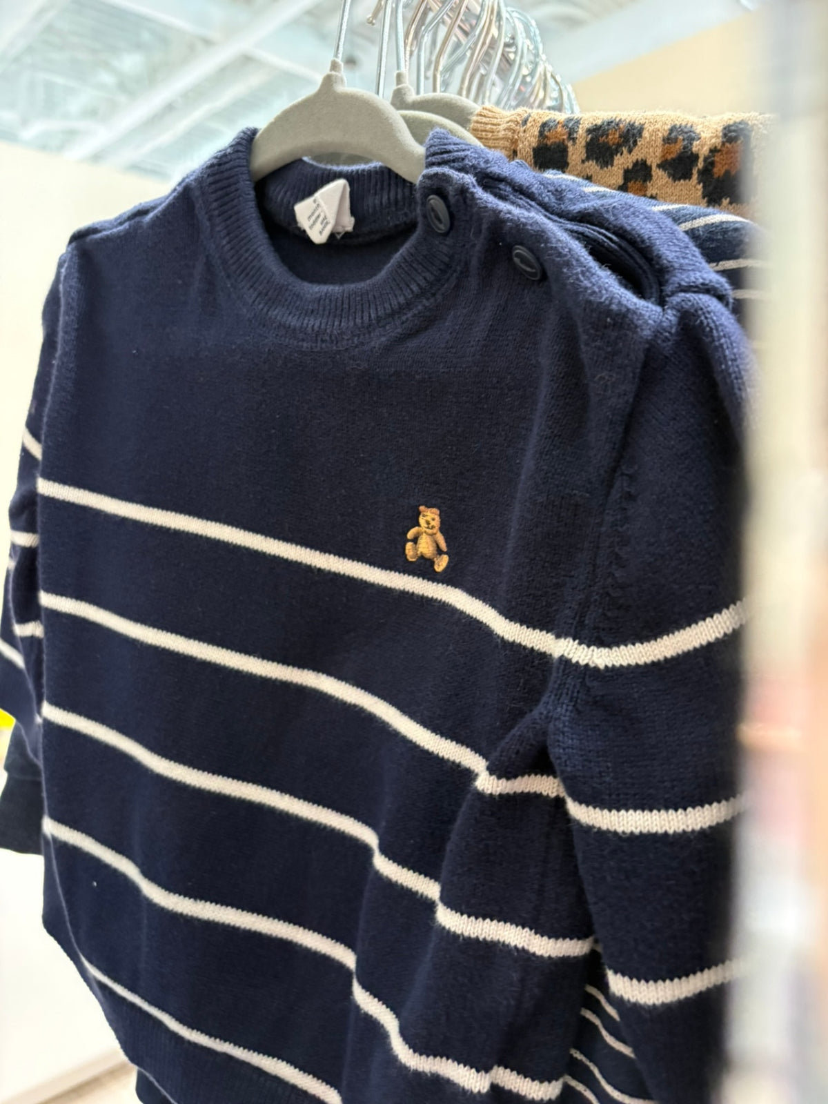 6-12m GAP Sweater - Navy Stripes w/Bear