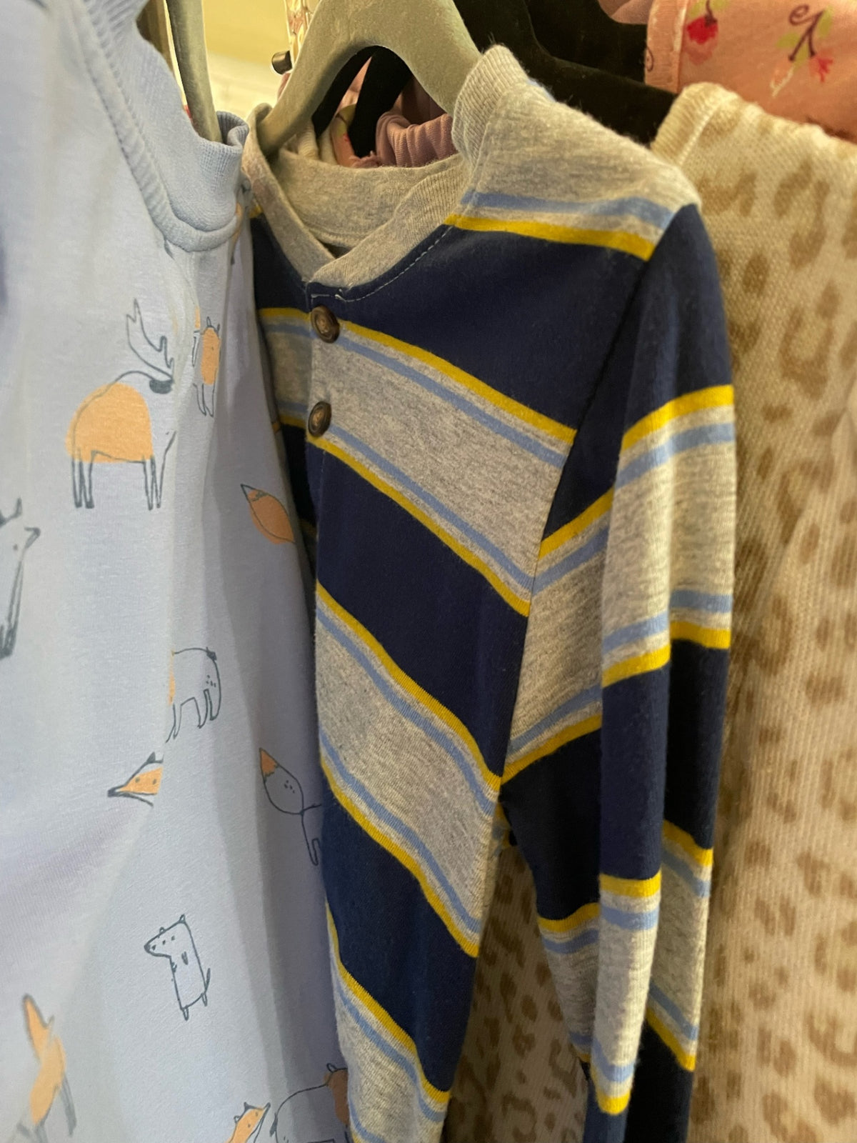 6 Carter's Long Sleeve Shirt - Blue and Grey Stripes