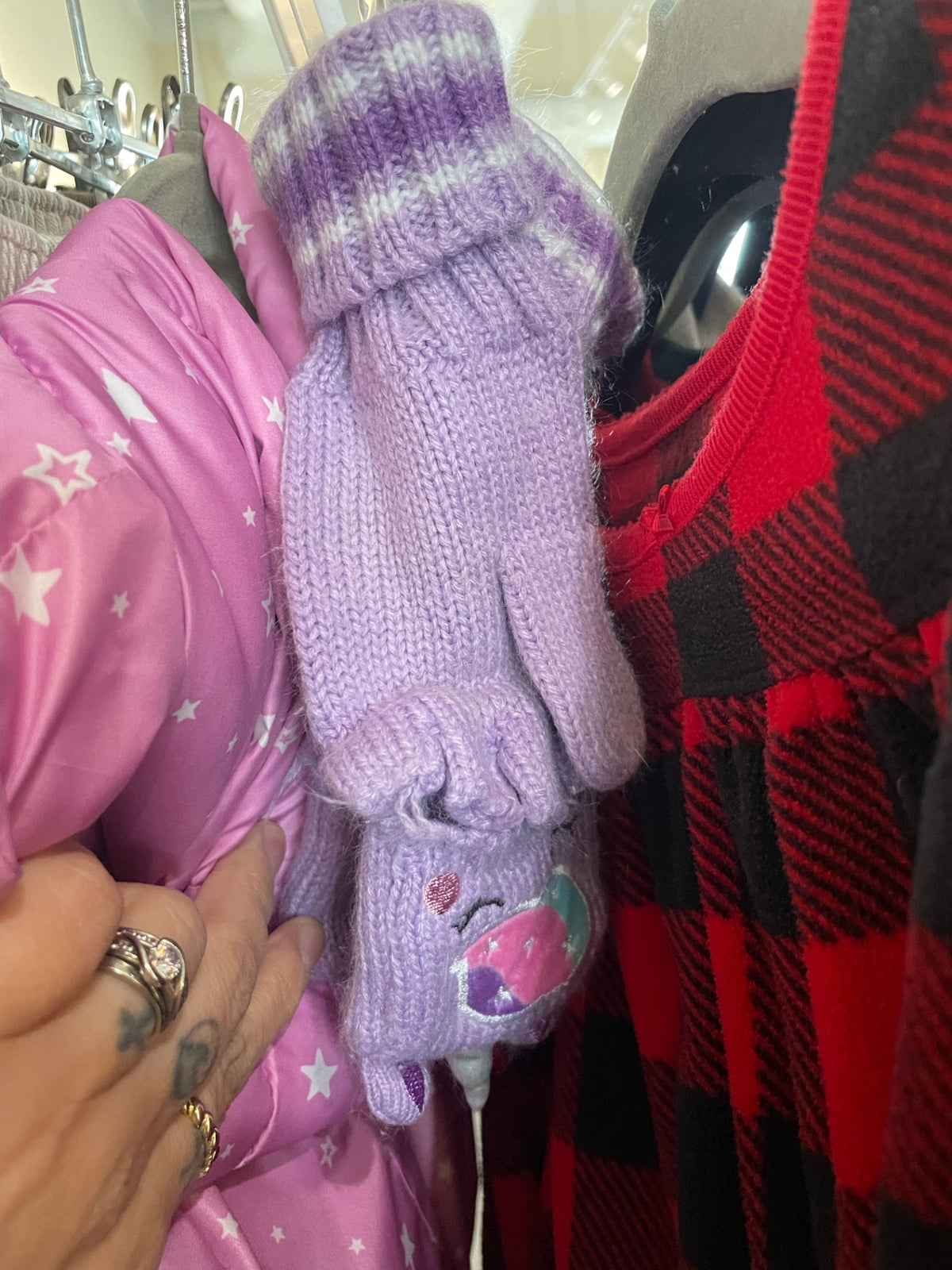 2-4T Flapjack Kids Mittens - Purple Unicorns