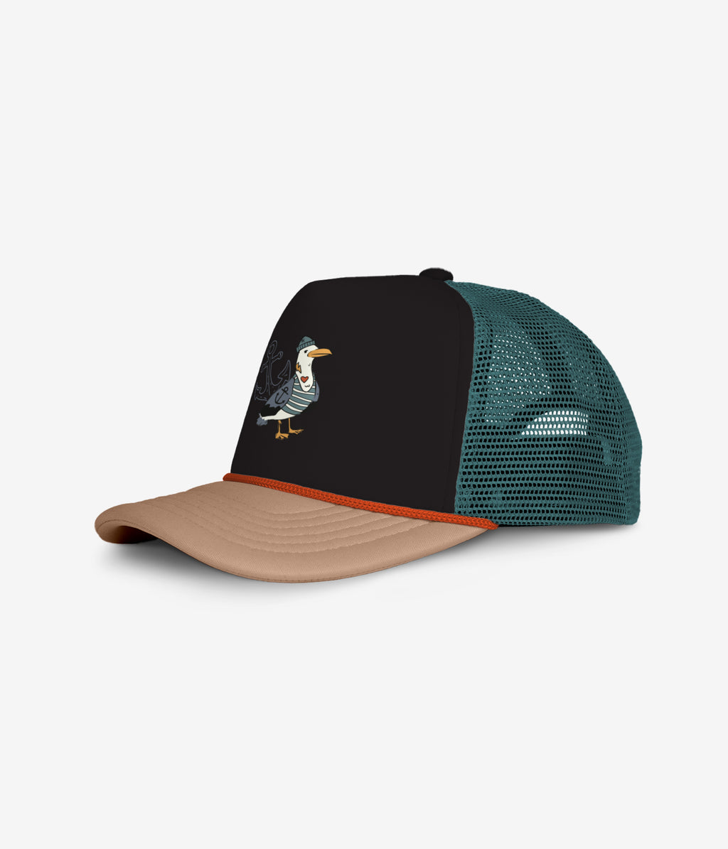 Captain Seagull Trucker Hat - Black